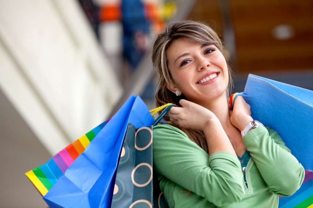 happy customer with shopping bags